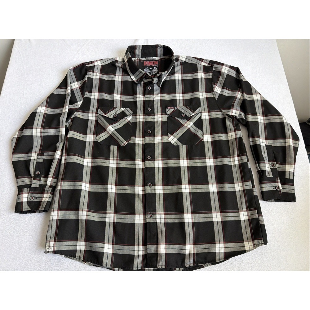 Dixxon Flannel Company The Checkered Flag Plaid Shirt Mens 4XL Black White Red